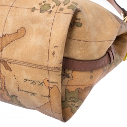 Alviero Martini 1a Classe Brown Geo Print Coated Canvas Hobo