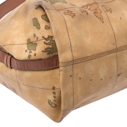 Alviero Martini 1a Classe Brown Geo Print Coated Canvas Hobo