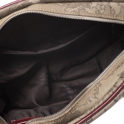 Alviero Martini 1A Classe Grey/Red Coated Canvas and Patent Leather Satchel