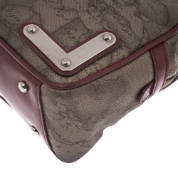 Alviero Martini 1A Classe Grey/Red Coated Canvas and Patent Leather Satchel