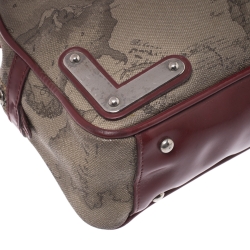 Alviero Martini 1A Classe Grey/Red Coated Canvas and Patent Leather Satchel