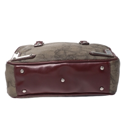 Alviero Martini 1A Classe Grey/Red Coated Canvas and Patent Leather Satchel