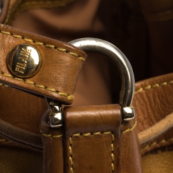 Pre Owned Alviero Martini 1A Classe Brown Geo Print Coated Canvas and Leather Bucket Bag