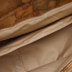 Pre Owned Alviero Martini 1A Classe Brown Geo Print Coated Canvas and Leather Shoulder Bag