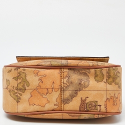 Pre Owned Alviero Martini 1A Classe Brown Geo Print Coated Canvas and Leather Shoulder Bag