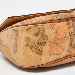 Pre Owned Alviero Martini 1A Classe Brown Geo Print Coated Canvas and Leather Shoulder Bag
