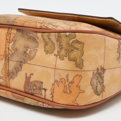 Pre Owned Alviero Martini 1A Classe Brown Geo Print Coated Canvas and Leather Shoulder Bag