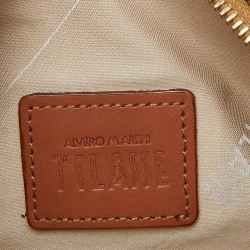 Pre Owned Alviero Martini 1A Classe Brown Geo Print Coated Canvas and Leather Belt Bag