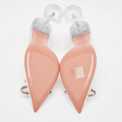 Amina Muaddi Transparent/Silver Leather and PVC Rosie Pumps Size 37