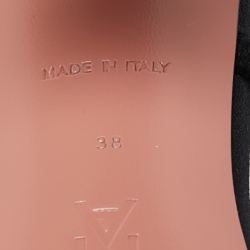 Pre Owned Amina Muaddi Black Crystal Embellished Satin Gilda Slide Sandals Size 38