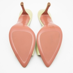 Pre Owned Amina Muaddi Light Green Satin Caroline Mule Sandals Size 41