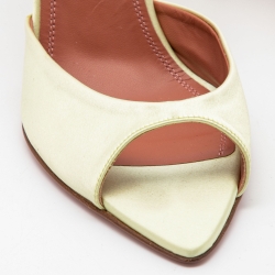 Pre Owned Amina Muaddi Light Green Satin Caroline Mule Sandals Size 41