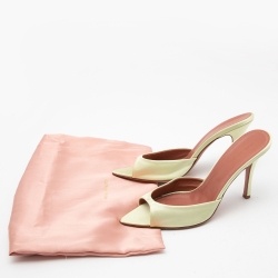 Pre Owned Amina Muaddi Light Green Satin Caroline Mule Sandals Size 41