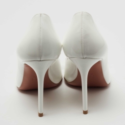Pre Owned Amina Muaddi White Patent Leather Rosie Pumps Size 36