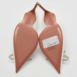 Pre Owned Amina Muaddi White Patent Leather Rosie Pumps Size 36