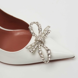 Pre Owned Amina Muaddi White Patent Leather Rosie Pumps Size 36