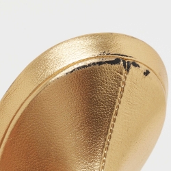 Pre Owned Amina Muaddi Gold Leather Lupita Slide Sandals Size 40