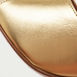 Pre Owned Amina Muaddi Gold Leather Lupita Slide Sandals Size 40