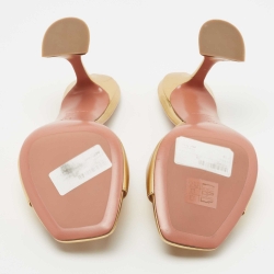 Pre Owned Amina Muaddi Gold Leather Lupita Slide Sandals Size 40