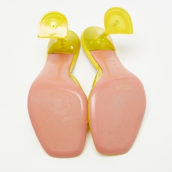 Pre Owned Amina Muaddi Yellow PVC Lupita Slide Sandals Size 38