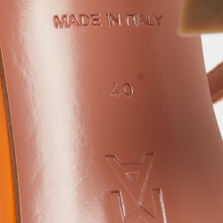 Pre Owned Amina Muaddi Orange Crystal Embellished Satin Gilda Slide Sandals Size 40