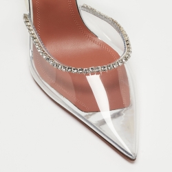 Pre Owned Amina Muaddi Transparent PVC Gilda Glass Mules Size 39