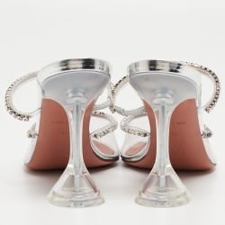 Pre Owned Amina Muaddi Transparent PVC Gilda Glass Mules Size 39