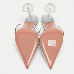 Pre Owned Amina Muaddi Transparent PVC Gilda Glass Mules Size 39