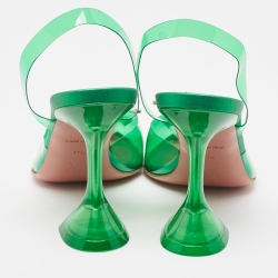 Pre Owned Amina Muaddi Green PVC Begum Slingback Pumps Size 37.5