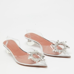Pre Owned Amina Muaddi Transparent PVC Begum Pumps Size 37.5