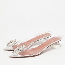 Pre Owned Amina Muaddi Transparent PVC Begum Pumps Size 37.5