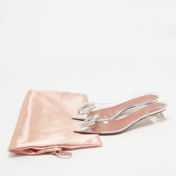 Pre Owned Amina Muaddi Transparent PVC Begum Pumps Size 37.5