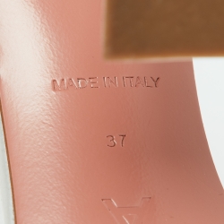 Pre Owned Amina Muaddi Silver Leather Crystal Embellished Gilda Sandals Size 37