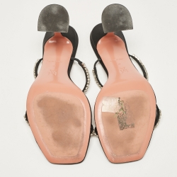 Pre Owned Amina Muaddi Black Satin Gilda Slide Sandals 41