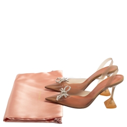 Pre Owned Amina Muaddi Nude PVC Rosie Slingback Pumps Size 39