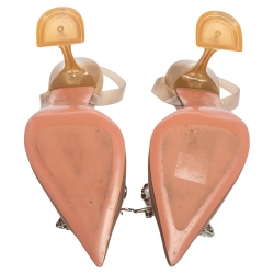 Pre Owned Amina Muaddi Nude PVC Rosie Slingback Pumps Size 39