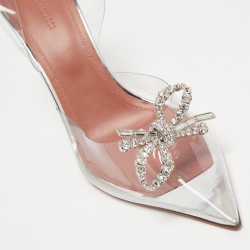 Pre Owned Amina Muaddi Transparent PCV Rosie Slingback Pumps Size 42
