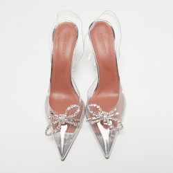 Pre Owned Amina Muaddi Transparent PCV Rosie Slingback Pumps Size 42