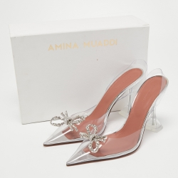 Pre Owned Amina Muaddi Transparent PCV Rosie Slingback Pumps Size 42