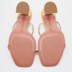 Pre Owned Amina Muaddi Metallic Gold Metal Gilda Slide Sandals Size 39.5