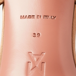 Pre Owned Amina Muaddi Beige Satin Crystal Embellished Gilda Sandals Size 39