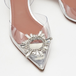 Pre Owned Amina Muaddi Transparent PVC Begum Slingback Pumps Size 38.5