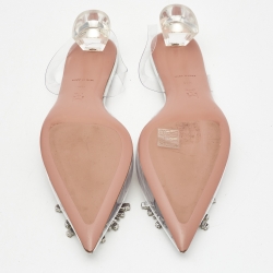 Pre Owned Amina Muaddi Transparent PVC Begum Slingback Pumps Size 38.5