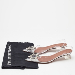 Pre Owned Amina Muaddi Transparent PVC Begum Slingback Pumps Size 38.5