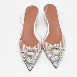 Pre Owned Amina Muaddi Transparent PVC Begum Slingback Pumps Size 38.5