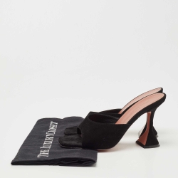 Pre Owned Amina Muaddi Black Suede Lupita Slides Size 35.5
