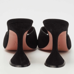 Pre Owned Amina Muaddi Black Suede Lupita Slides Size 35.5