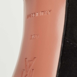 Pre Owned Amina Muaddi Black Suede Lupita Slides Size 35.5