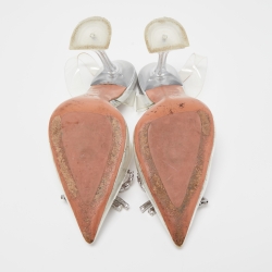 Pre Owned Amina Muaddi Clear/Silver PVC Rosie Slingback Pumps Size 36