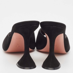Pre Owned Amina Muaddi Black Suede Lupita Slide Sandals Size 41